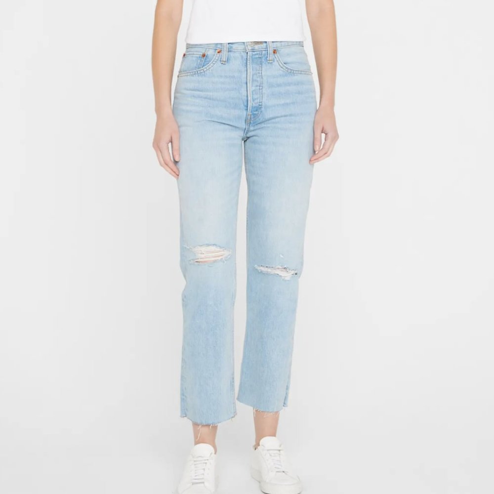 RE/DONE 70s Stove Pipe Jeans in Light Destroyed